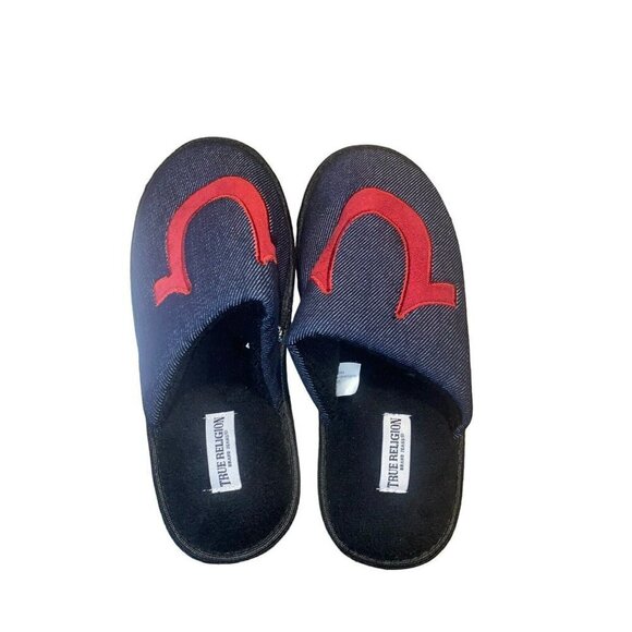 True Religion Slippers Dark Denim Men's Size Small 7/8 House Shoes New NWT - Picture 3 of 3